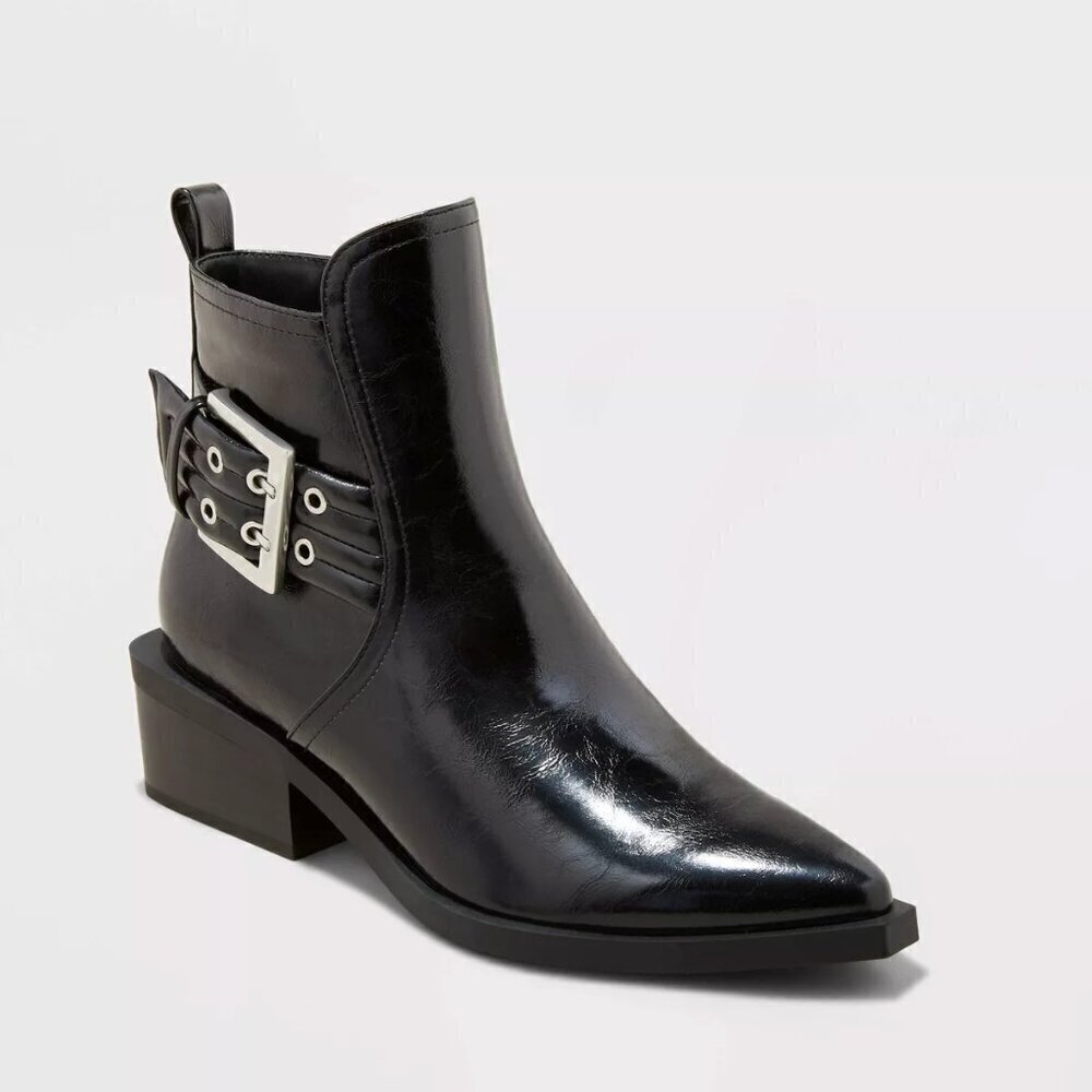 NWT Wild Fable Women's Giovanna‎ Buckle Western black Ankle Boots